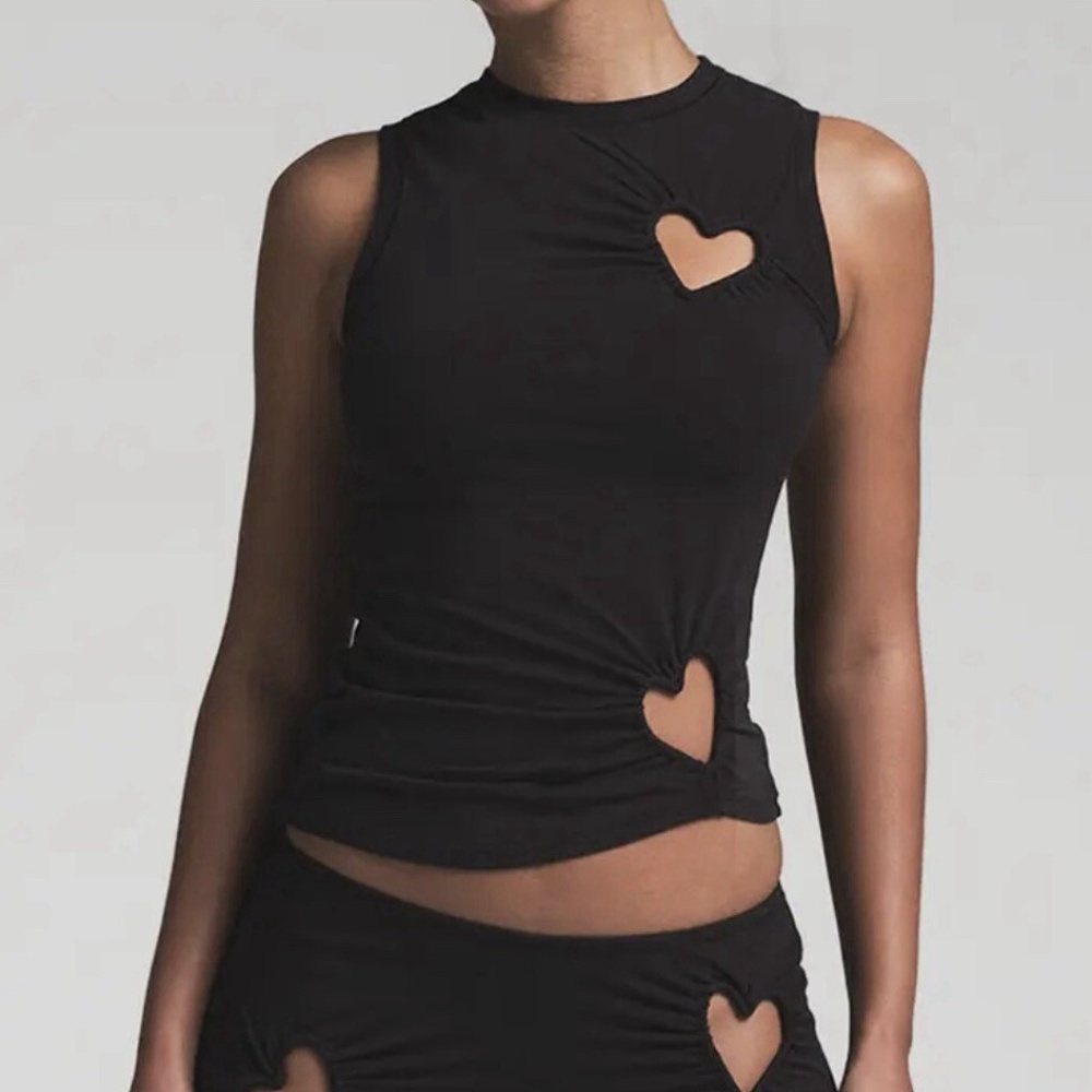 SKIMS Black Cutout Heart Tank Top